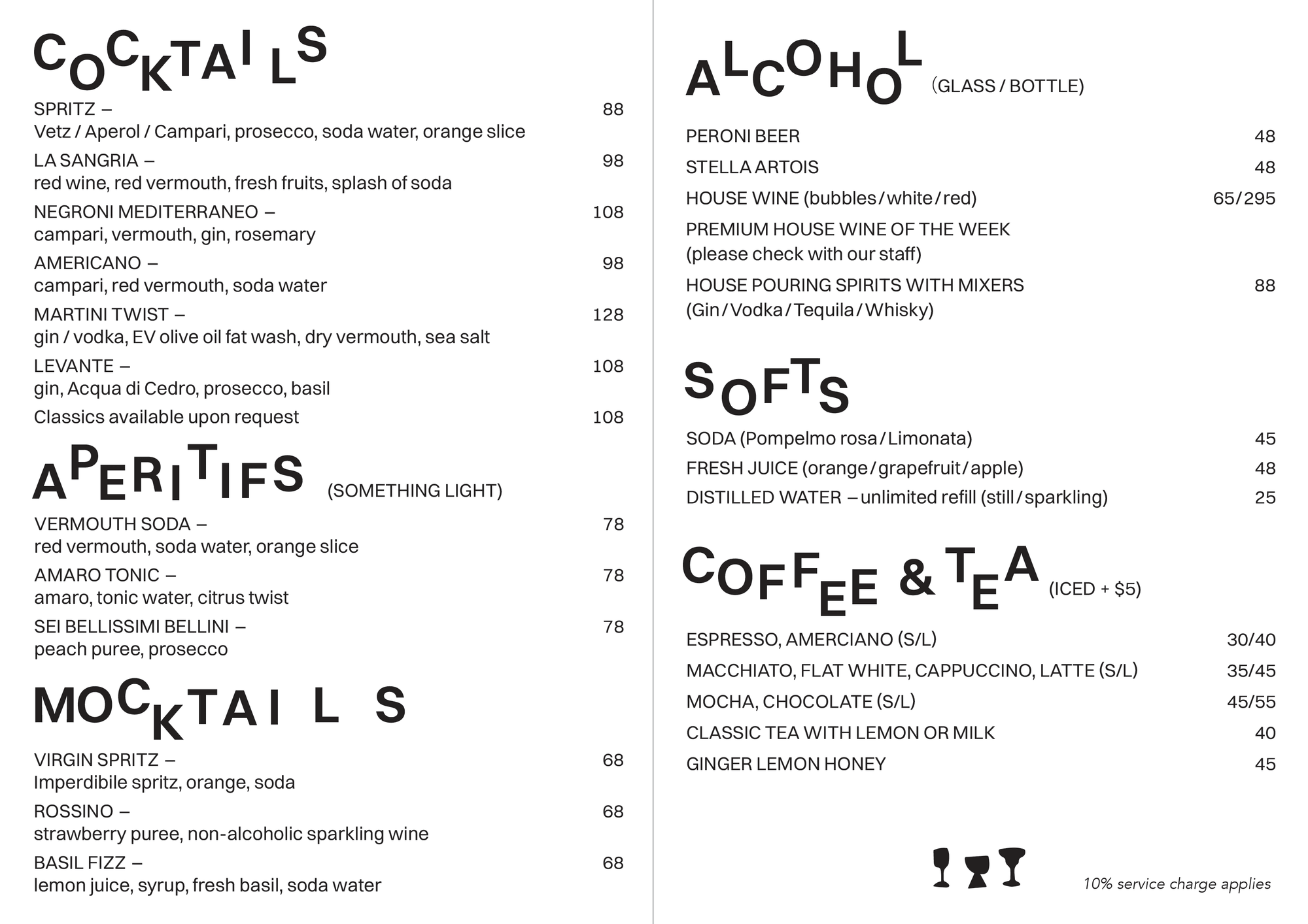Drinks — CALICI menu