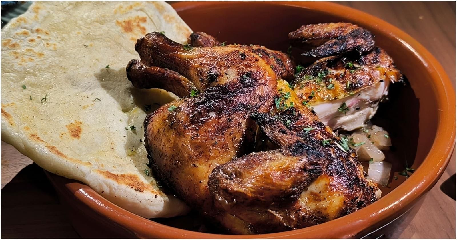 Roast chicken and flatbread